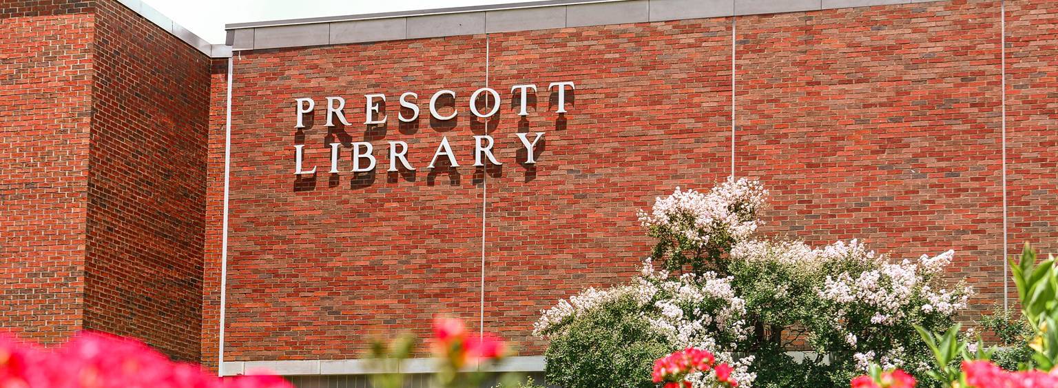 Prescott Memorial Library and flowers