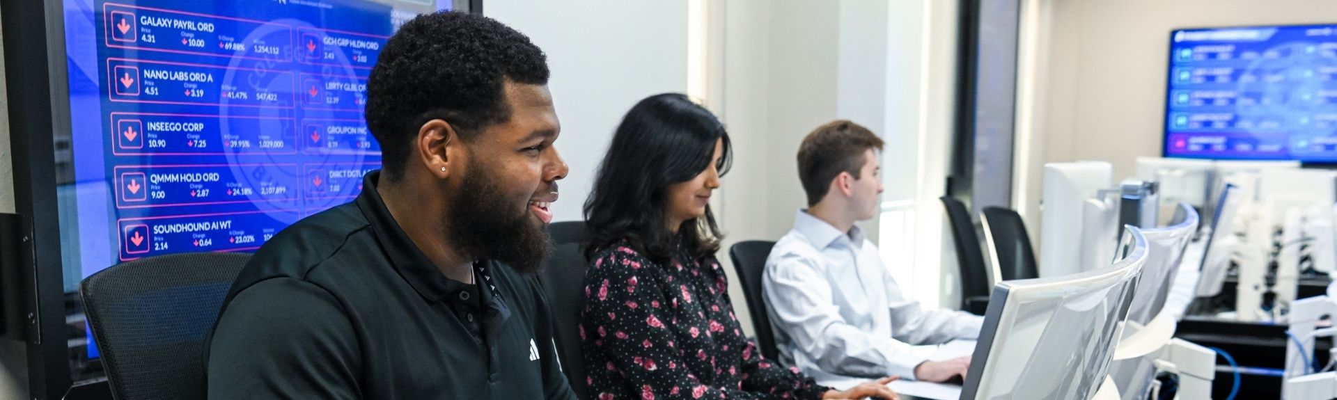 Students work at computers