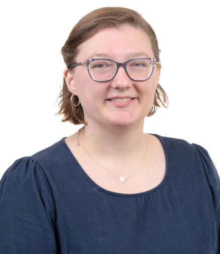 Headshot of Katie Welch on a White Background