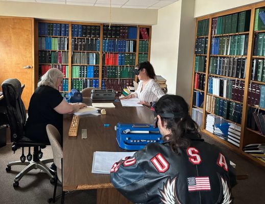students learning braille