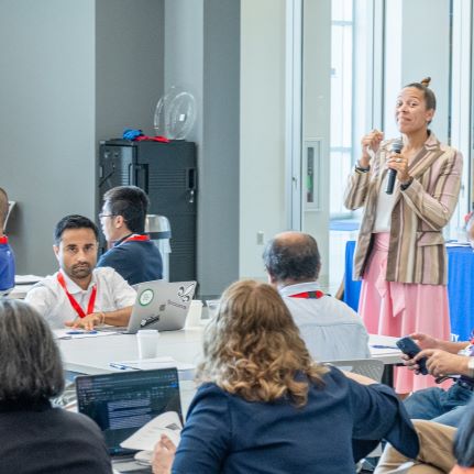 Erin Lynch (presenter) leads a workshop on grant writing.