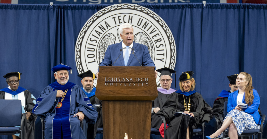 Ruston Mayor Ronny Walker speaks at Louisiana Tech's Summer Commencement