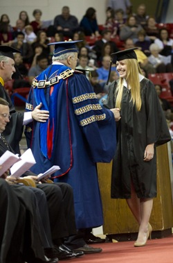 Carol Rasmussen Meche from Sulphur, LA receives her diploma during Louisiana Tech's fall commencement-s