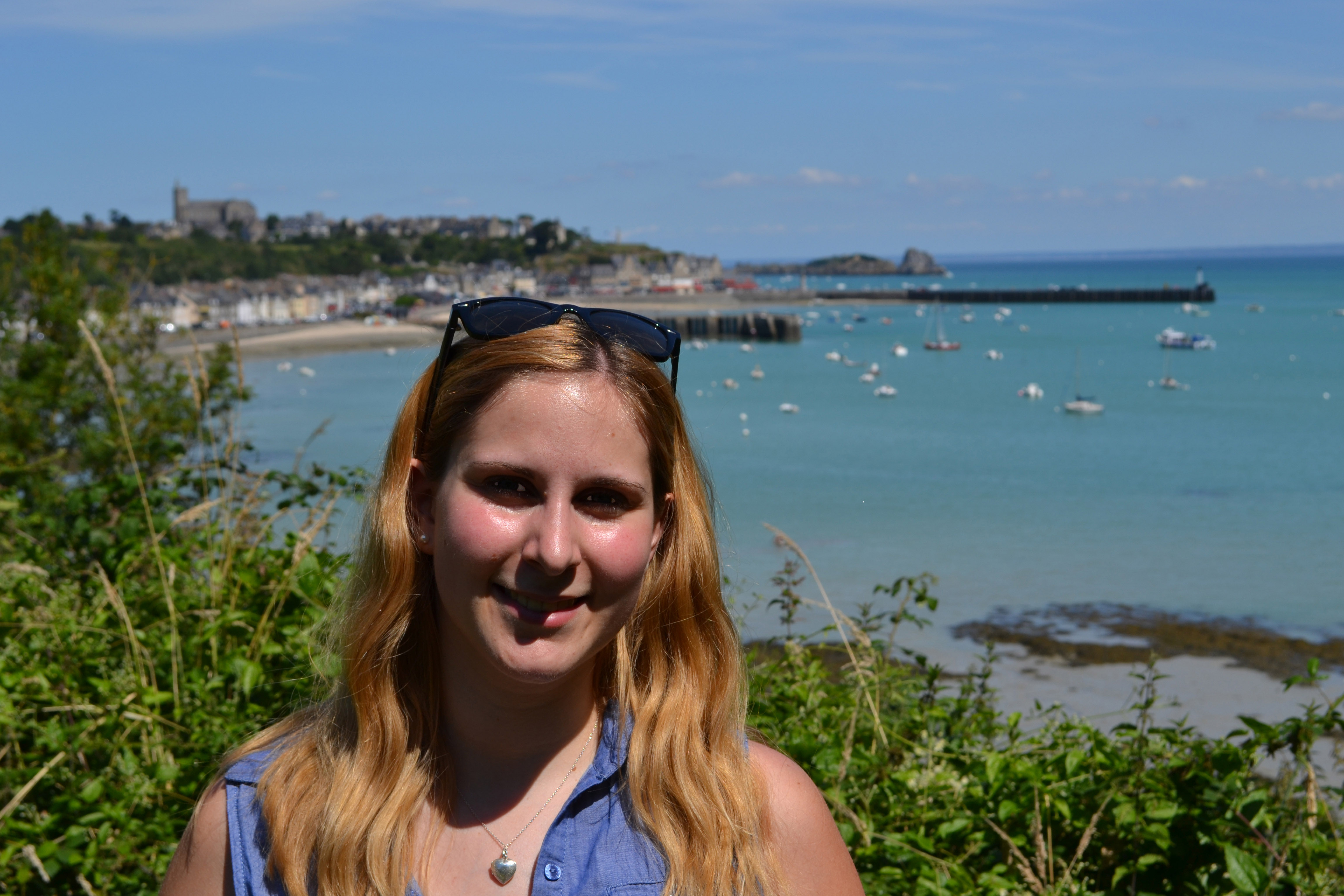 Aurelia Pradel, shown here in Cancale, Brittany, France, will teach introductory French courses this year at Tech.