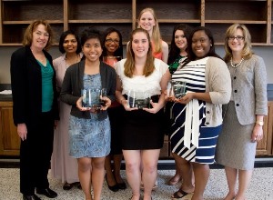 From left to right – Front row: Samanthan Fadrigalan, Brianna Lawson, Alexis McGee. Back row: Dr. Lucy Sanders, Sanjeetha Peters, Jasmin Chriss, Ashley Schoonmaker, Candice Richardson, Dr. Jenna Carpenter.