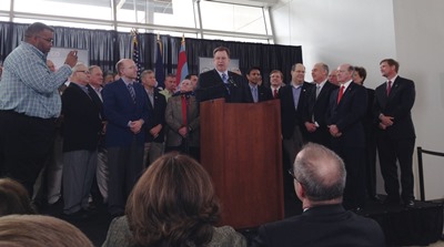 Louisiana Tech President Les Guice discusses CSC partnership during Tuesday press conference at CIC.
