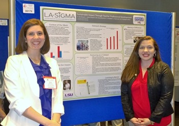 Alicia Boudreaux (left) and Lindsey Vincent present at the International Conference on Chemistry Education.
