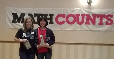 Amanda Meng (right) and Dr. Beth Hegab at MATHCOUNTS competition.