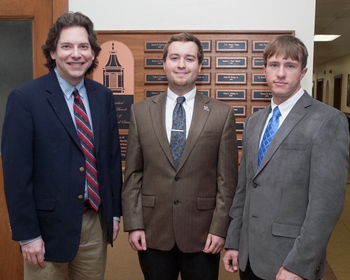 L to R - Dr. James Palmer (advisor), Evan McDougall and Dustin Savage