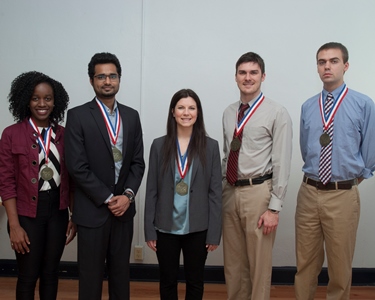 From L-R: Amara Uyanna, Pranay Uttamchandani, Caroline Bell, Ryan Joseph, Sam Helman.