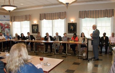 Louisiana Commissioner of Higher Education Dr. Joseph Rallo talks with area faculty and staff during a Monday visit to Louisiana Tech. - Photo courtesy of Board of Regents.