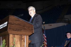Dr. Stan Napper speaks at graduation.