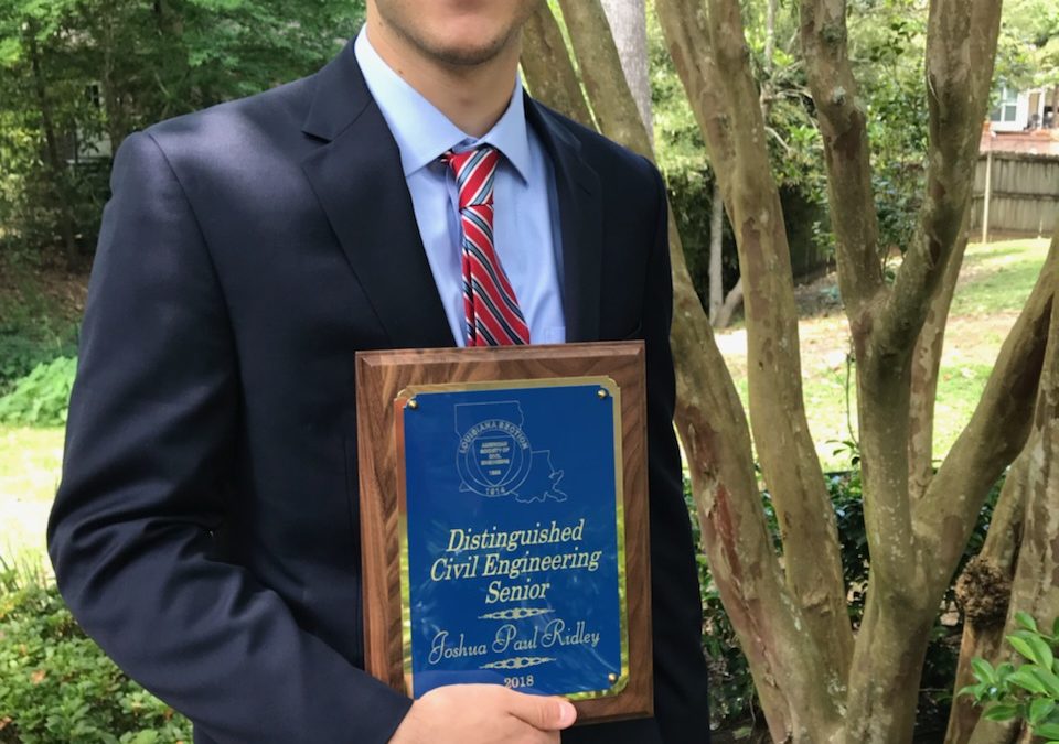Student selected as 2018 Louisiana Distinguished Civil Engineering Senior