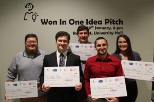 Winners of the 2019 Won in One idea pitch competition are (from left) Henry Cotton, Kevin Holly, Jack Smithey, Charles Franck, and Becca Doucet.