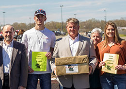 From left, Bossier City Mayor Lo Walker (Louisiana Tech, Business Administration 1956), LQHBA scholarship winner Hunter Fertenbaugh, LQHBA Board members Jimmie Hatcher and JoBaya Foreman, and LQHBA scholarship winner Faith Mcfadden. (Not pictured: LQHBA executive director Tony Patterson (Tech, Business Administration 1985).