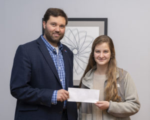 Anna Katya Opel receives a Scottish Rite Scholarship.