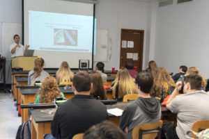 Dr. Arden Moore explaining 3-D printing to the attendees