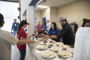 Students and volunteers enjoyed a meal together after the Big Event.