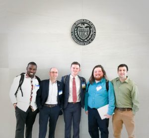 (From left) Dr. Nono Gueye, Dr. Patrick Scott, Sam Dinnat, Quenton Jones, and Joshua Carroll recently attended the Economic Scholars Program (ESP) at the Federal Reserve Bank of Dallas.