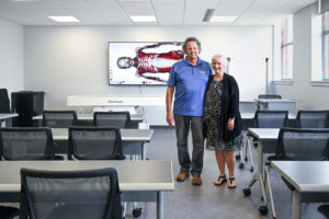 Justin and Jeanette Hinckley in the Virtual Anatomy Lab recently named to honor their support of Louisiana Tech.