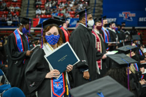 Students celebrate their graduation from Louisiana Tech.