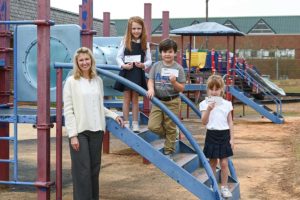 A group of third graders contribute to the AE Philips campaign to renovate the school's playground.