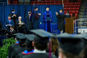 A student receives his PhD