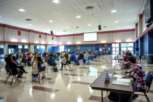 Students prepare for the recent poverty simulation.