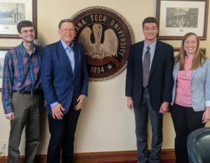 Dr. William O'Brochta, Assistant Professor of Political Science, Dr. Les Guice, President, Ethan Jeffus, Truman Finalist, and Kristi Stake, Coordinator of Competitive Scholarships