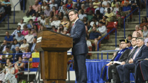 Mike Johnson delivers his commencement address.